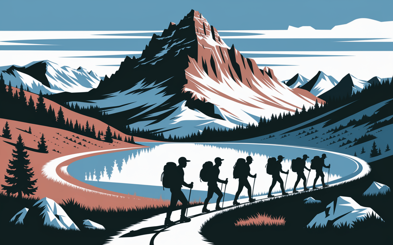 Randonneurs sur sentier au pic du midi d ossau lac