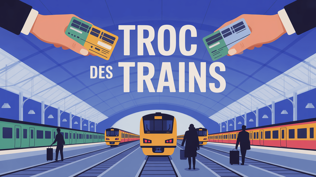 illustration moderne gare troc des trains billets échange