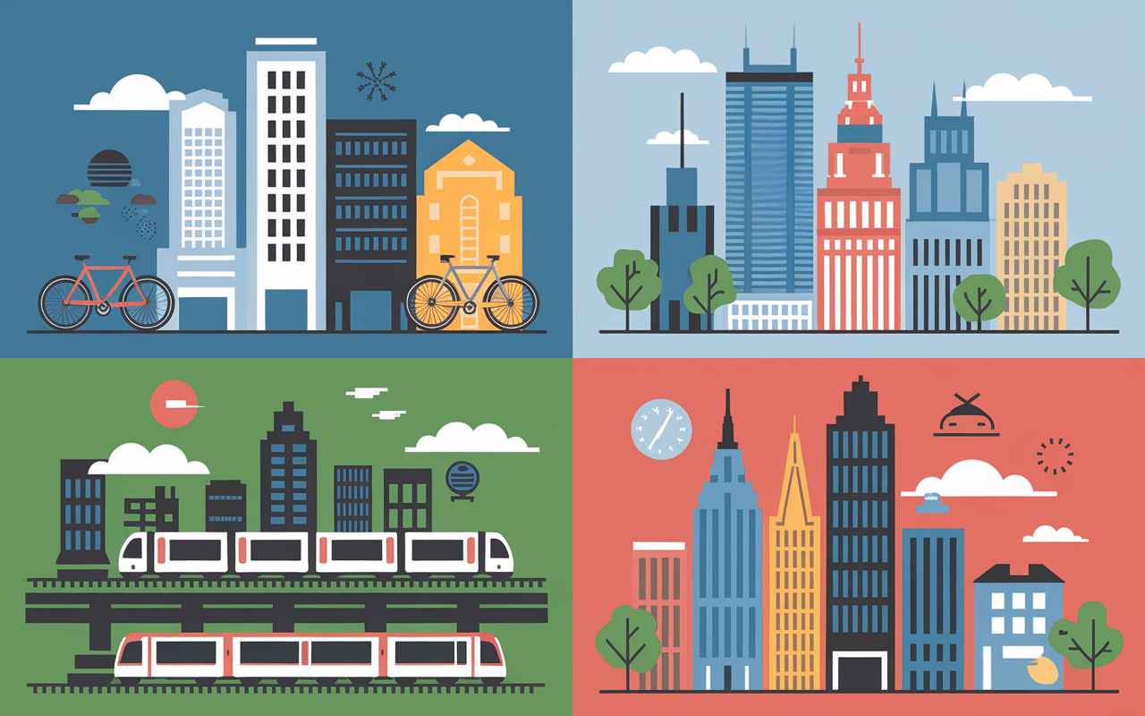 collage villes modele ville ideale nordique europeenne asiatique sudamericaine