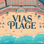 vue aerienne stylisee de vias plage station balneaire mediterraneenne