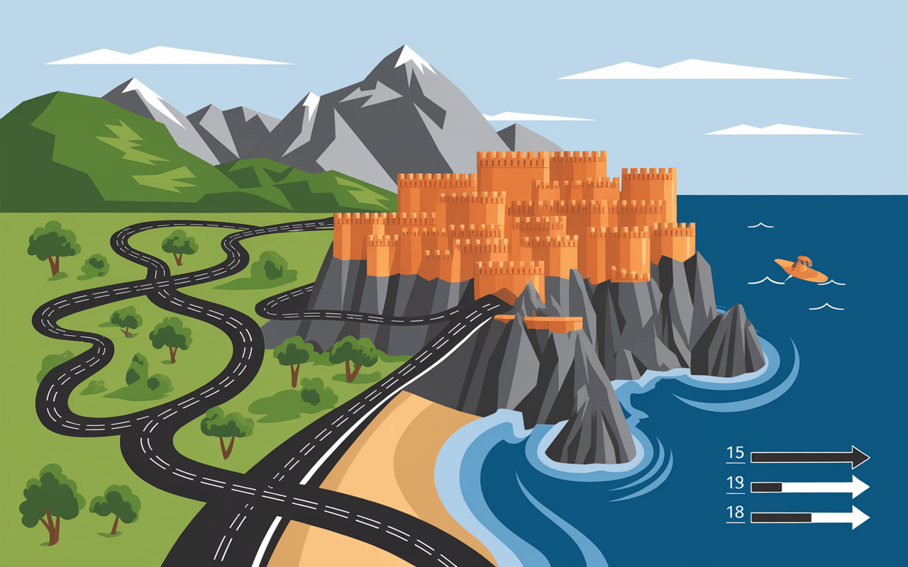 Carte stylisée accès Monemvasia