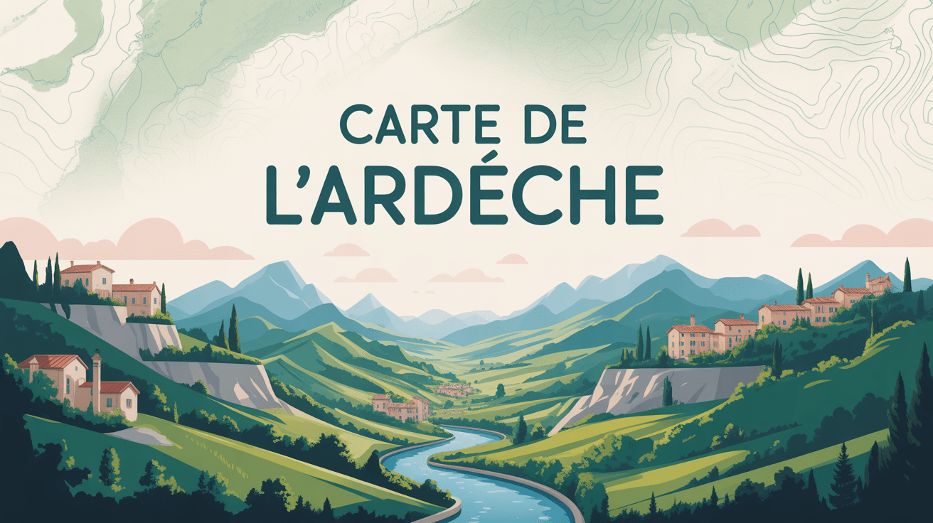 Illustration paysage ardeche carte