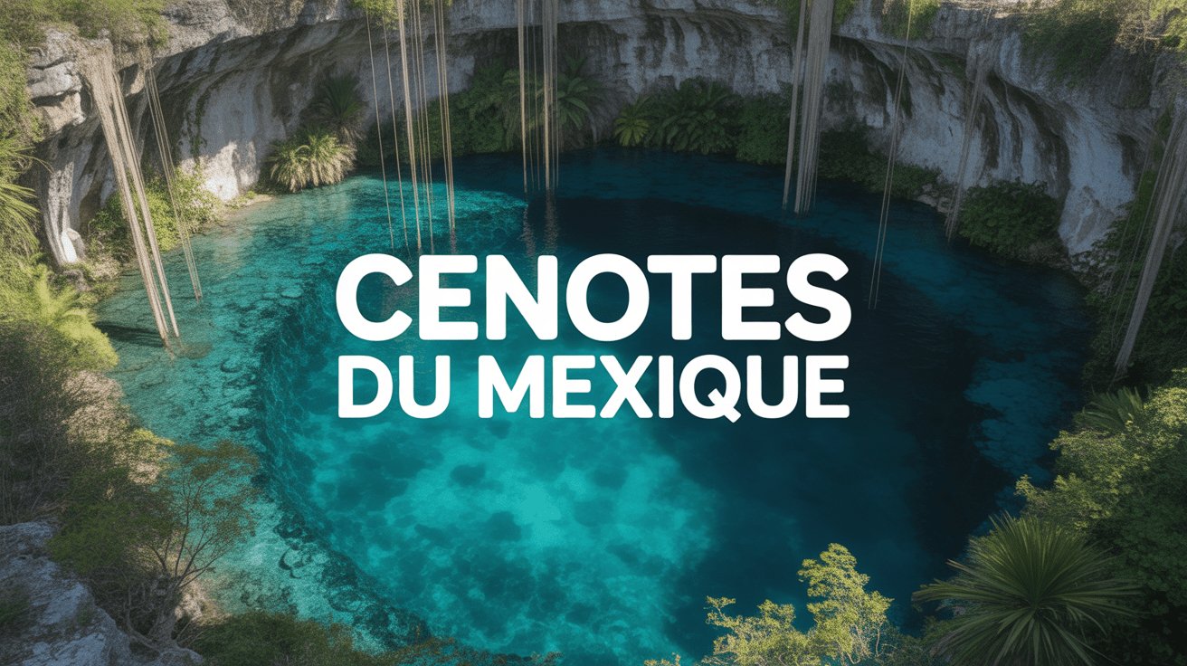 Vue aérienne d'un cenote mexique turquoise