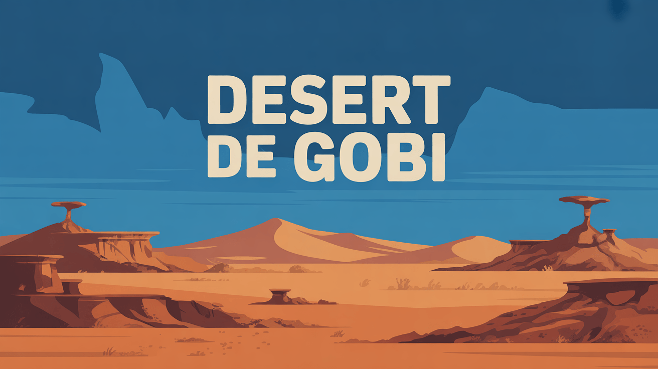 Vaste paysage désertique avec chameaux et dunes au Gobi