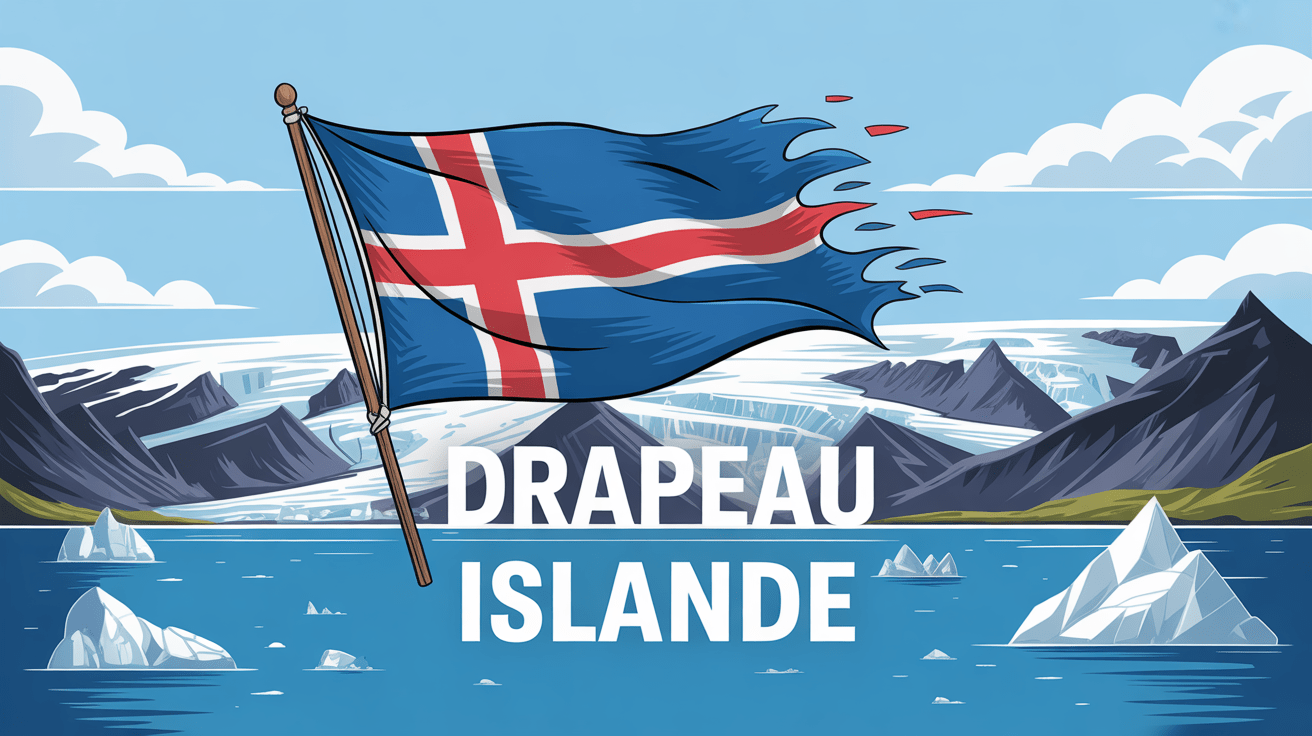 Vue du drapeau islandais flottant au vent