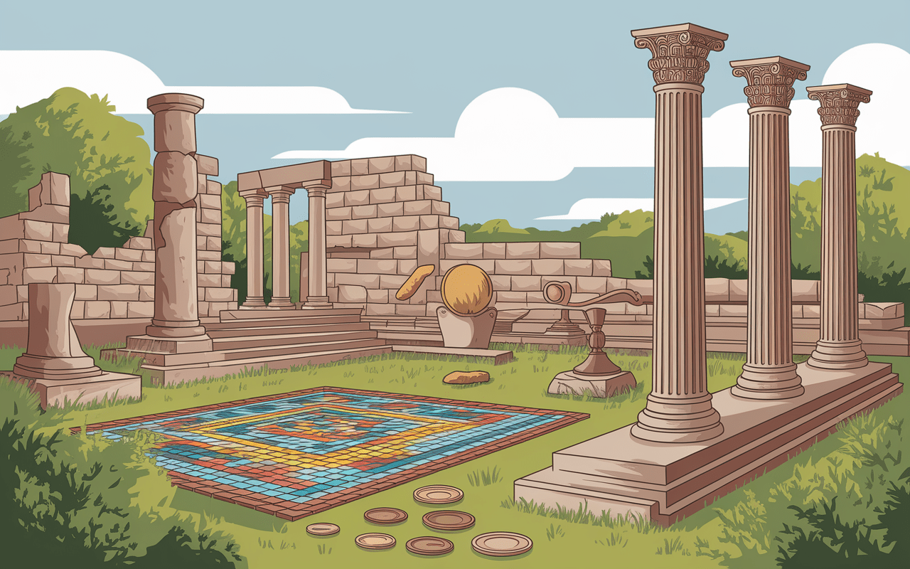 Sites gallo-romains d'Éauze avec ruines et mosaïques