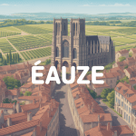 Vue aérienne de la ville médiévale d'Éauze