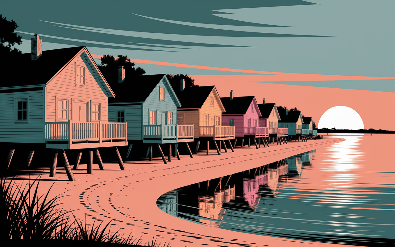 Chalets en bord de mer à Gruissan plage