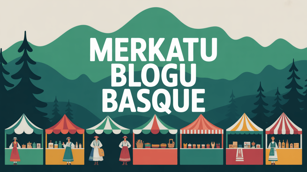 Marché basque traditionnel stylisé
