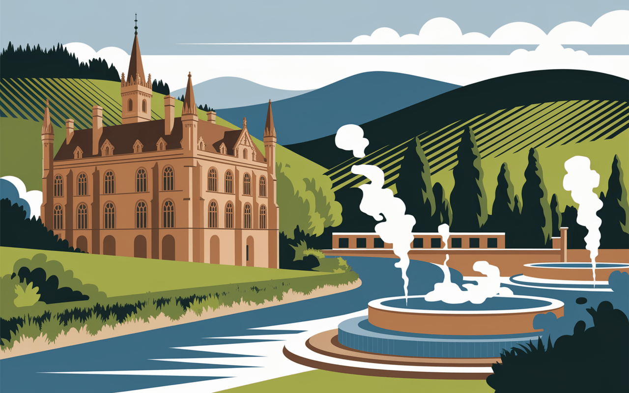 Paysage européen stylisé de la Hongrie