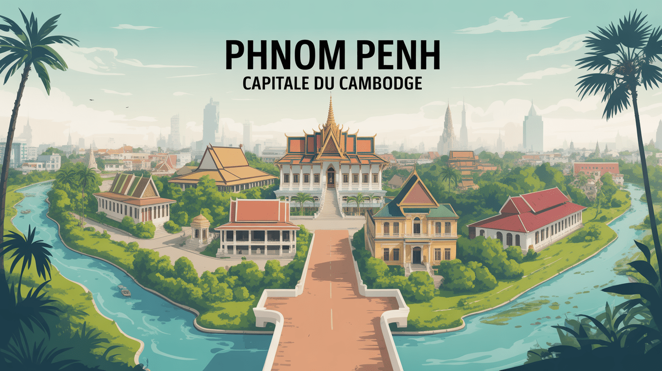 Vue panoramique Phnom Penh capitale Cambodge