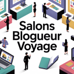 Illustration salon blogueur voyage dynamique