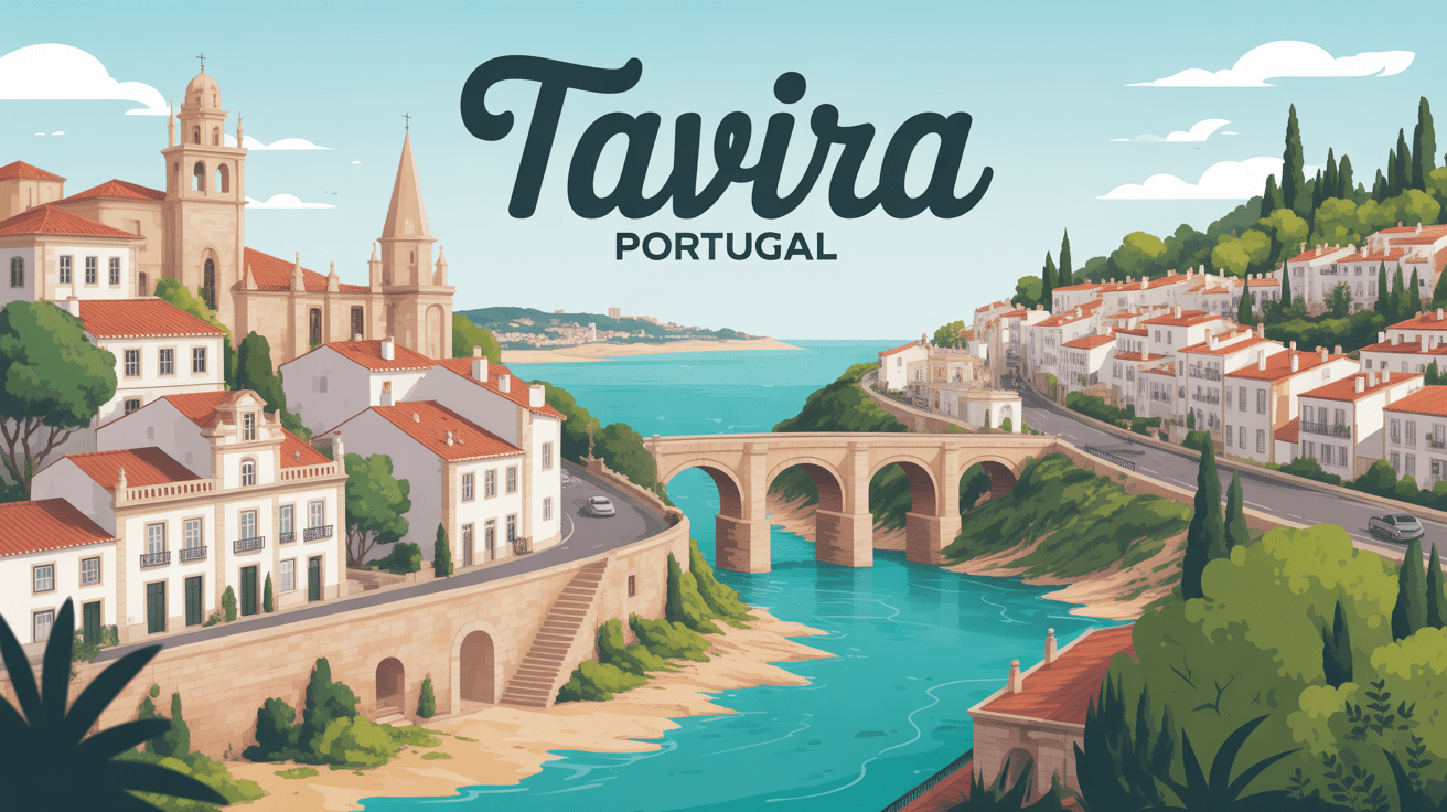 Vue aérienne de Tavira, Portugal