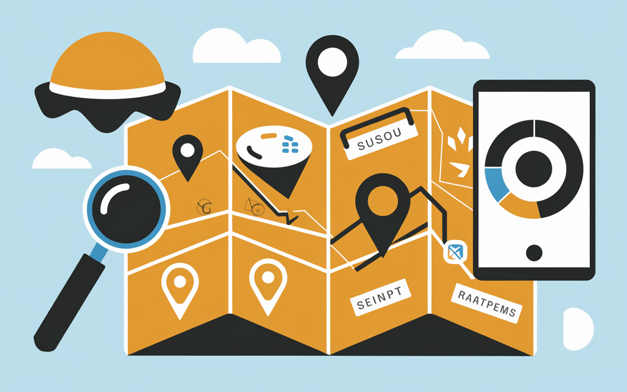 Carte avec symboles d'exploration pour lieux insolites