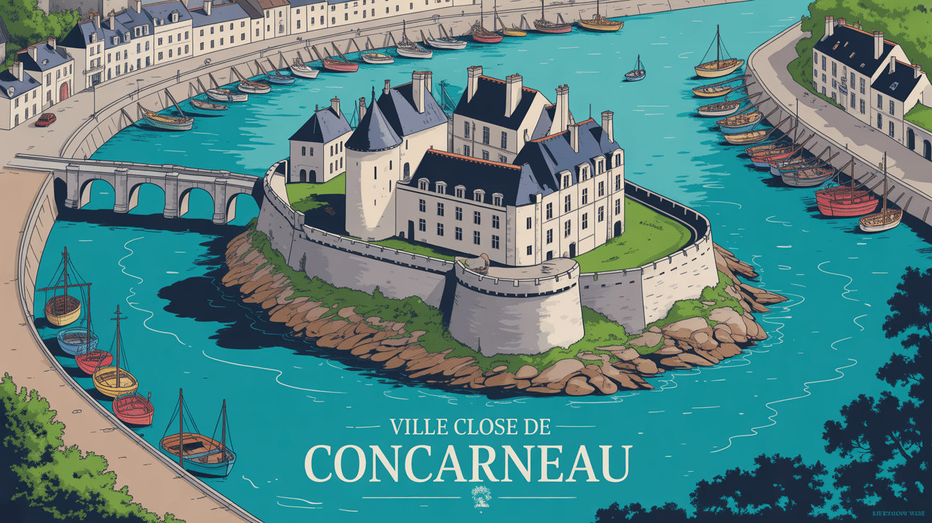 Vue aérienne de la ville close de Concarneau