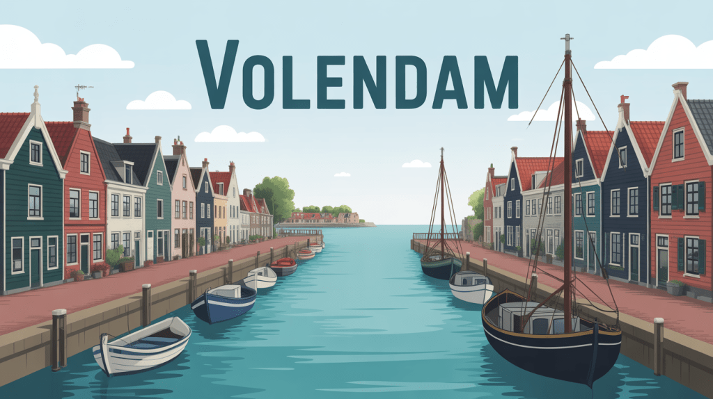 Volendam port et maisons colorées