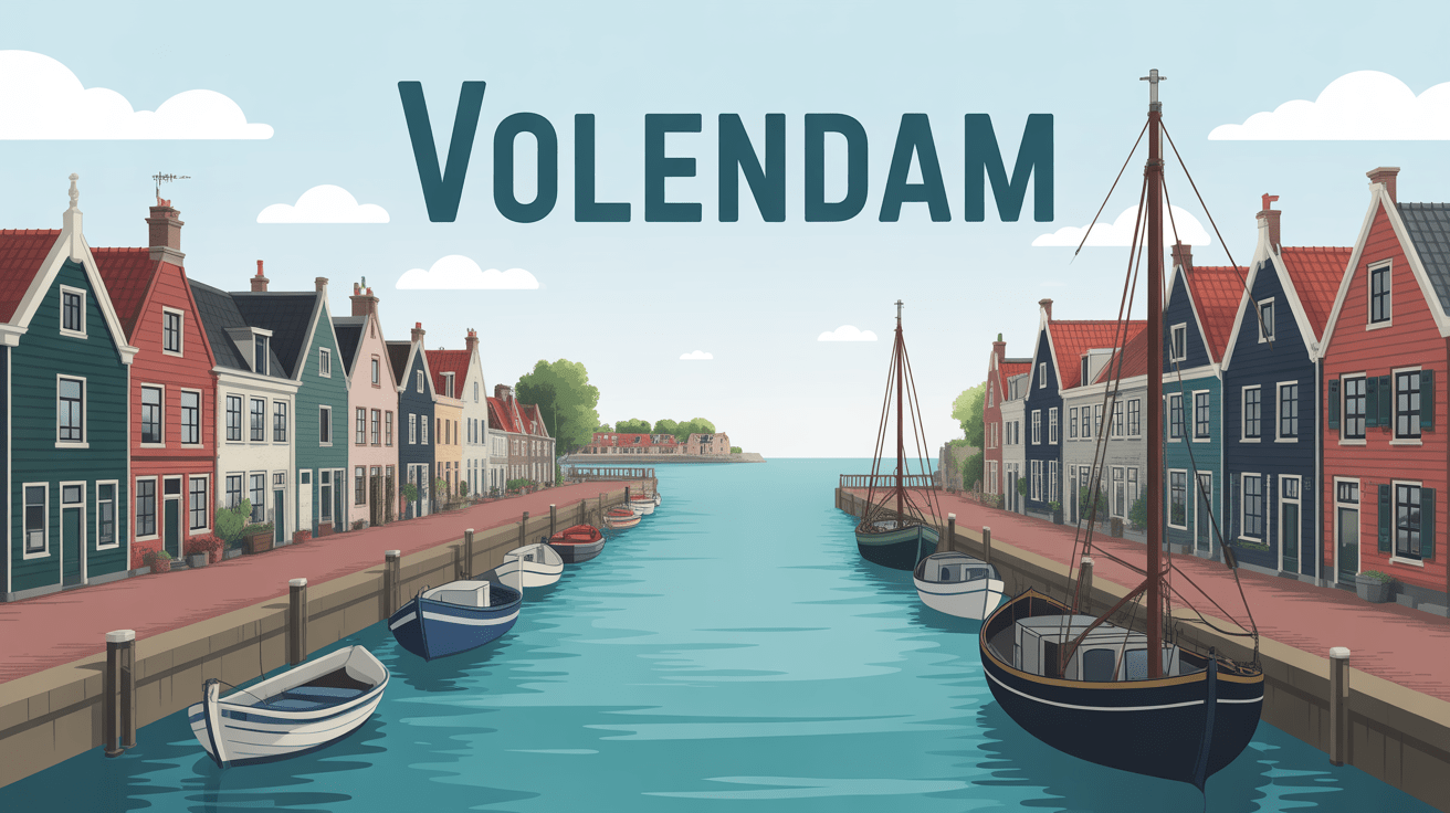 Volendam port et maisons colorées