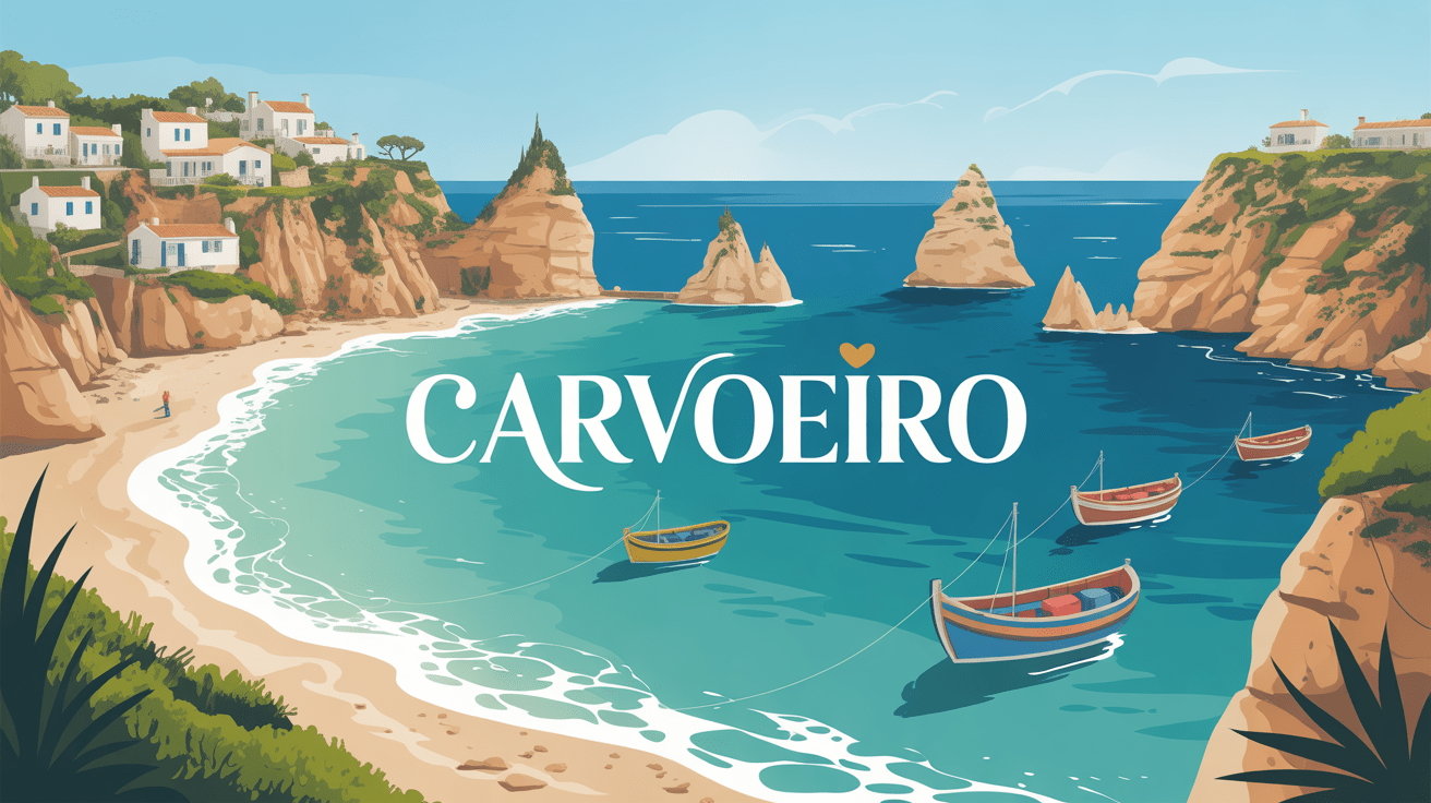 Vue panoramique de Carvoeiro, maisons et falaises