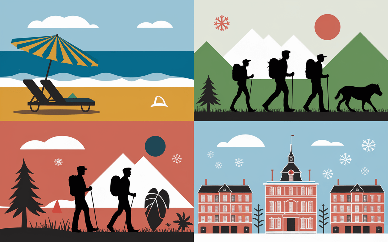 Saisons activités période pour aller en Albanie illustration