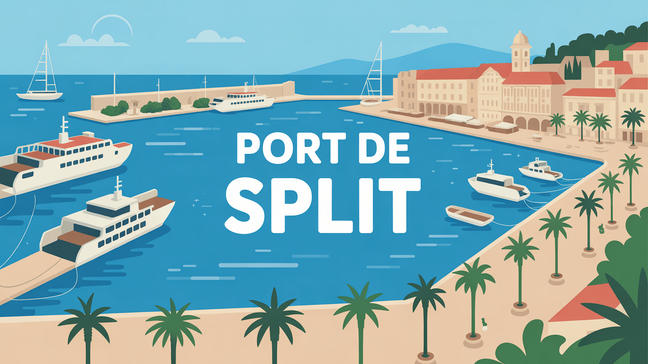 vue panoramique port de split ferries et promenade