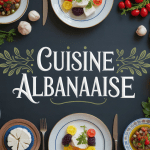 Table avec plats colorés, byrek, tavë kosi, que mange t on en Albanie