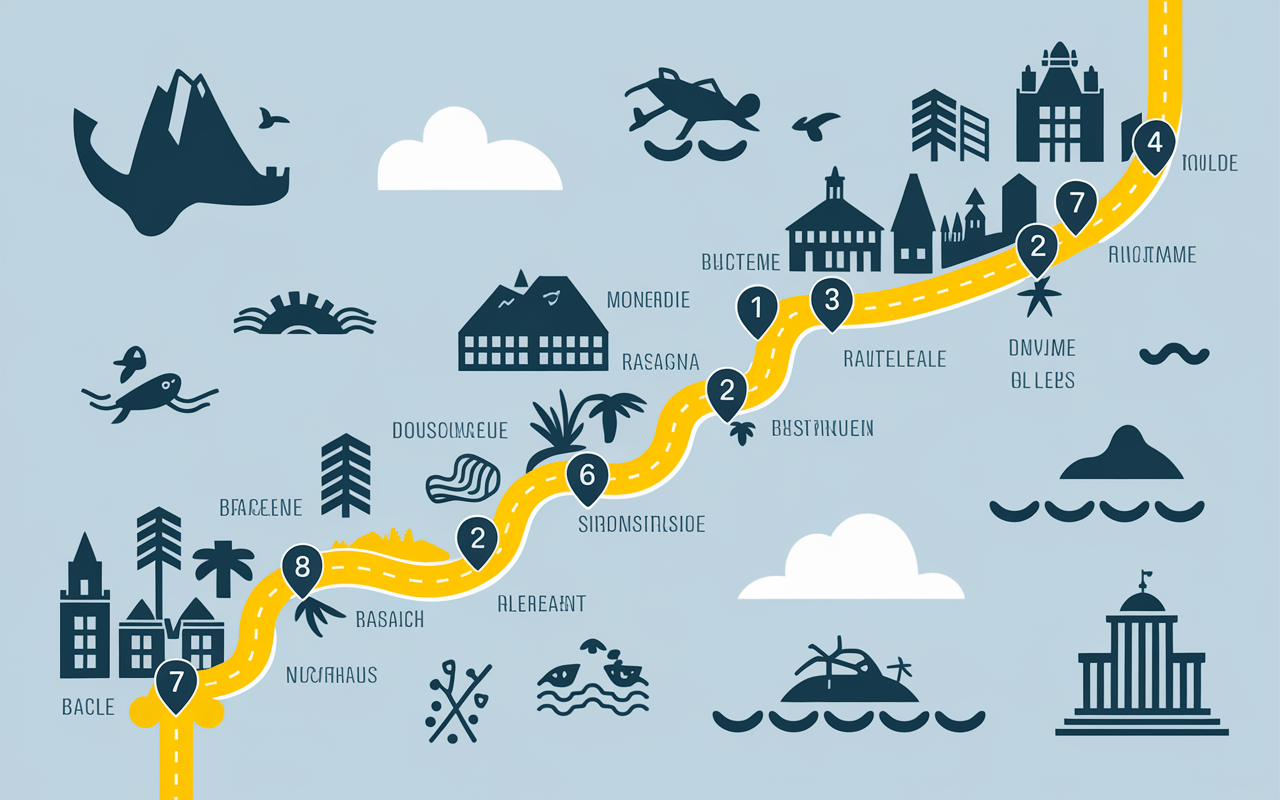 Carte road trip que visiter en Croatie en 7 jours