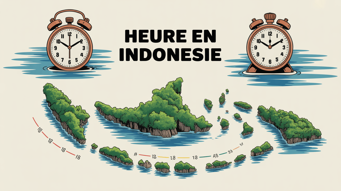 quelle heure est-il en indonésie illustration archipel et fuseaux