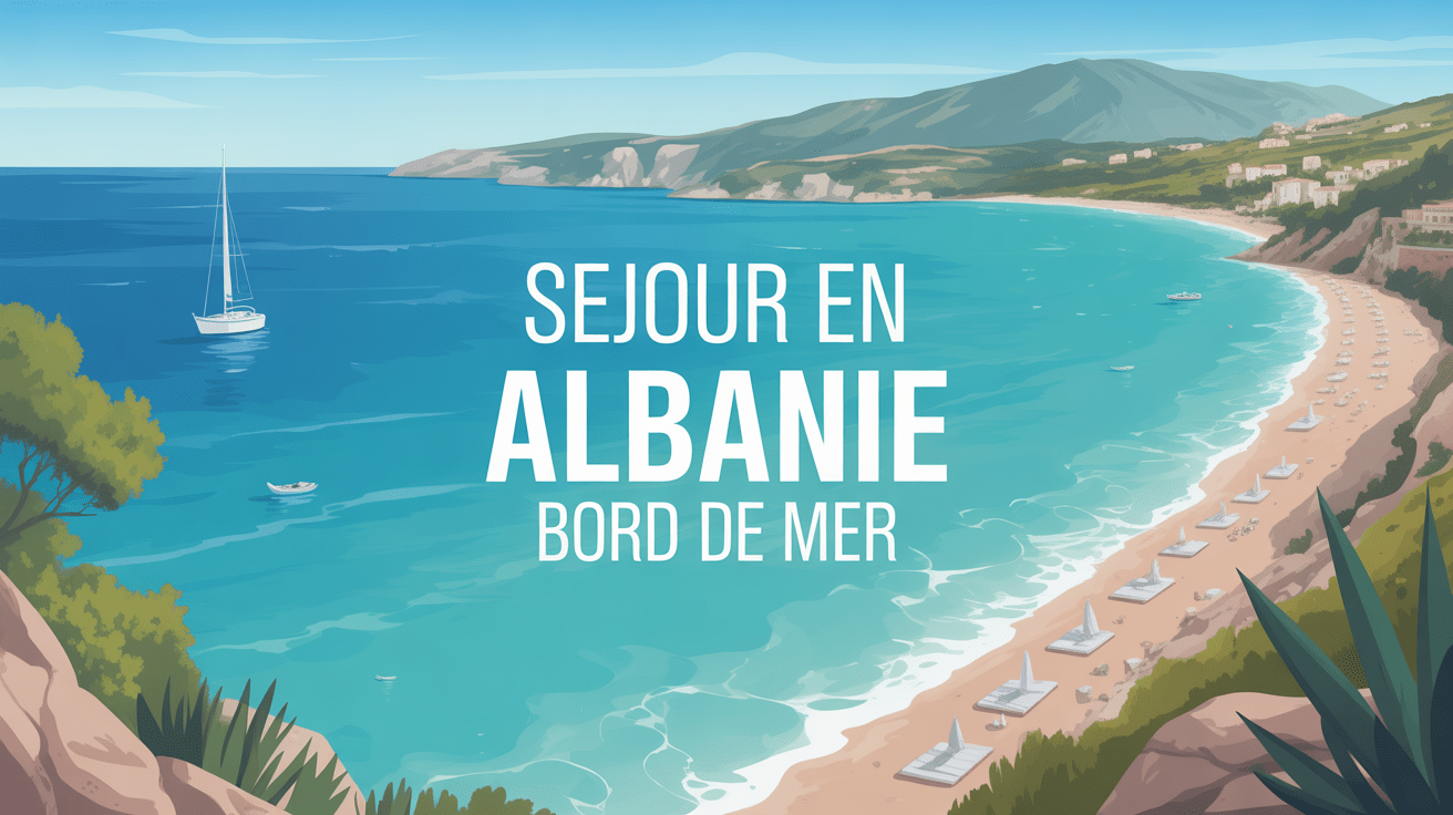 Panorama séjour en Albanie bord de mer plage et collines