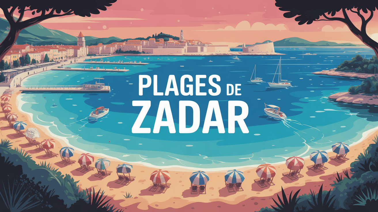 Vue panoramique zadar plages sable galets et mer