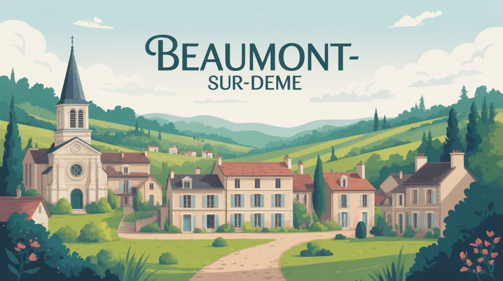 vue panoramique beaumont sur deme village église romane