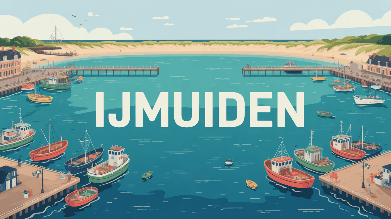 Vue panoramique du port et plage Ijmuiden