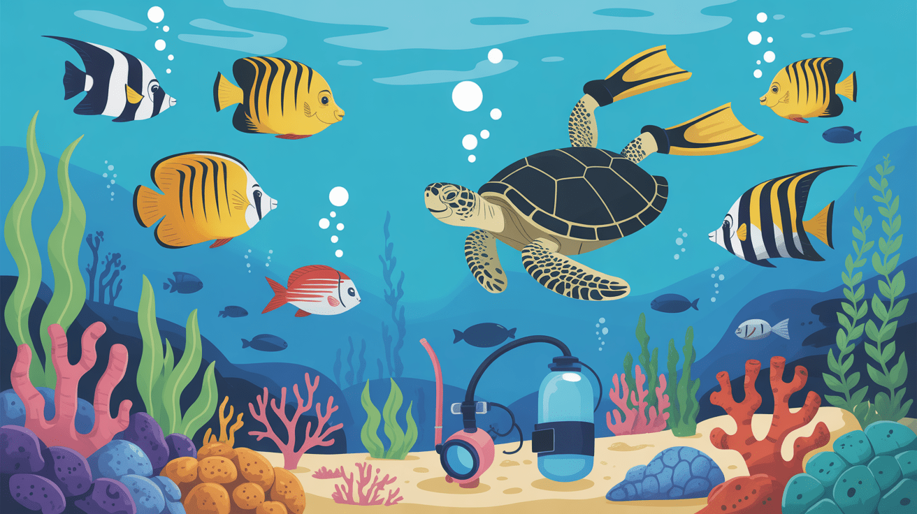 sous-marin plongée padang bai bali poissons tortue