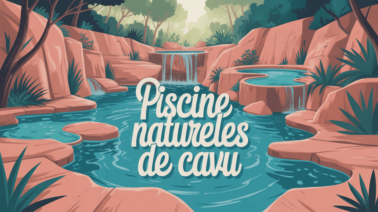 Illustration piscine naturelle de Cavu vasques turquoise et maquis
