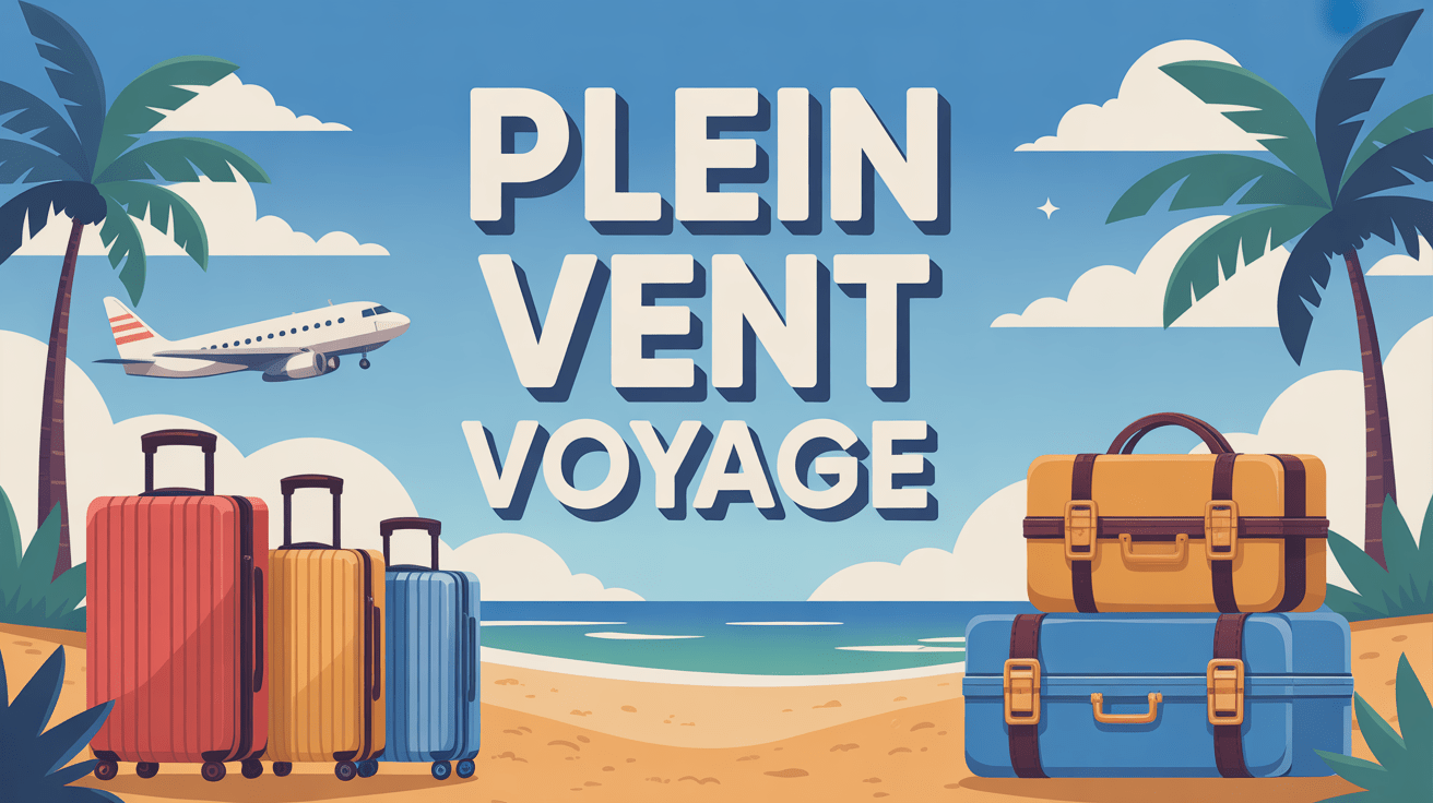 Scène vacances Plein Vent Voyage valise plage avion
