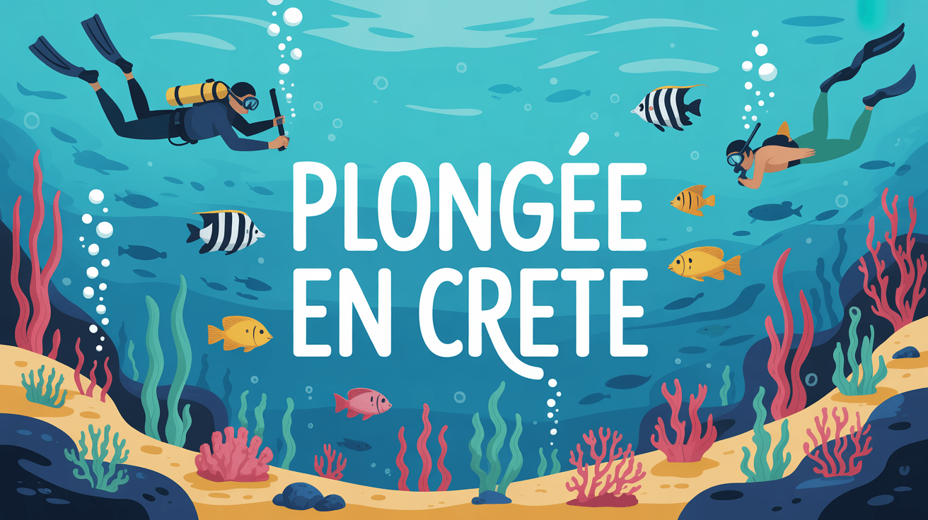 Plongée Crète illustration plongeur fonds marins