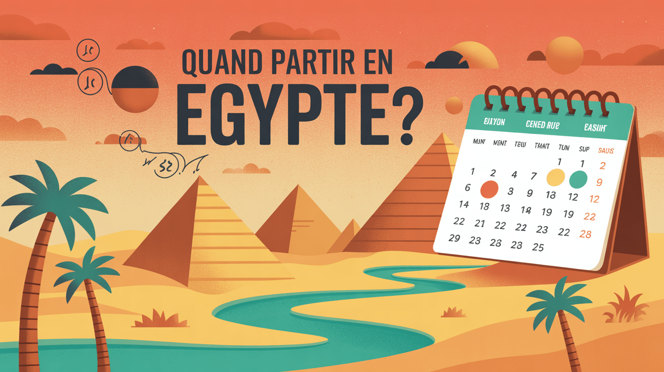 Illustration paysage désert pyramides quand partir en egypte
