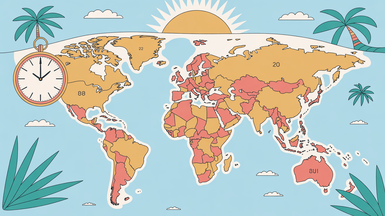 Carte fuseaux horaires quelle heure est-il en nouvelle-calédonie