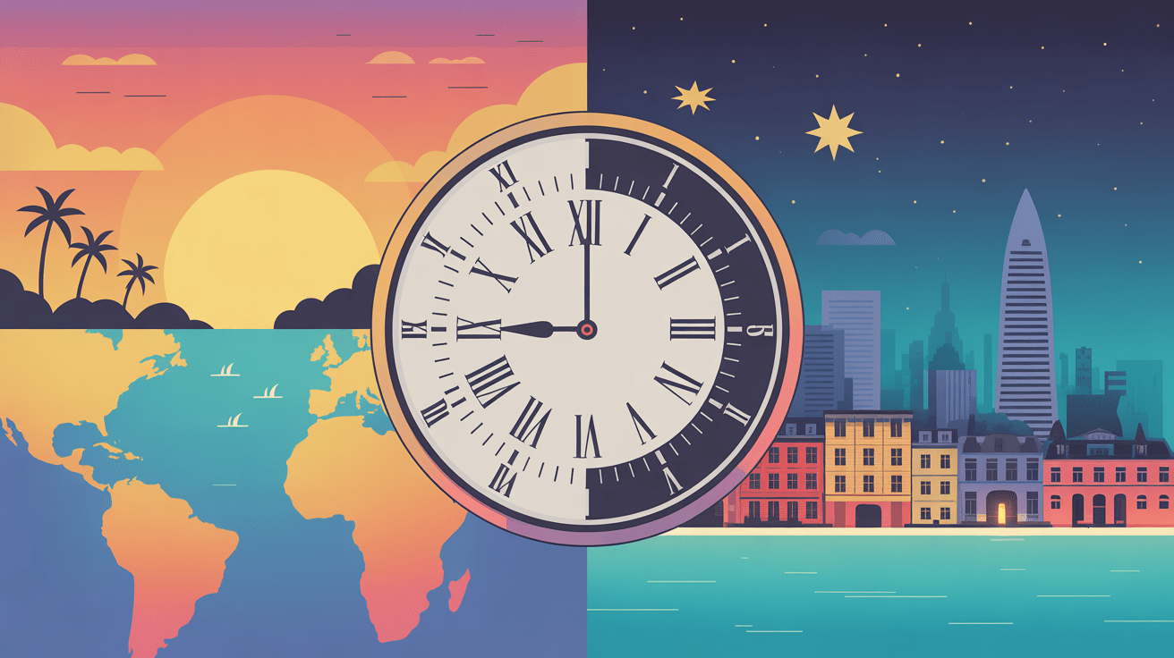 Illustration horloge fuseaux horaires quelle heure est-il en nouvelle-calédonie