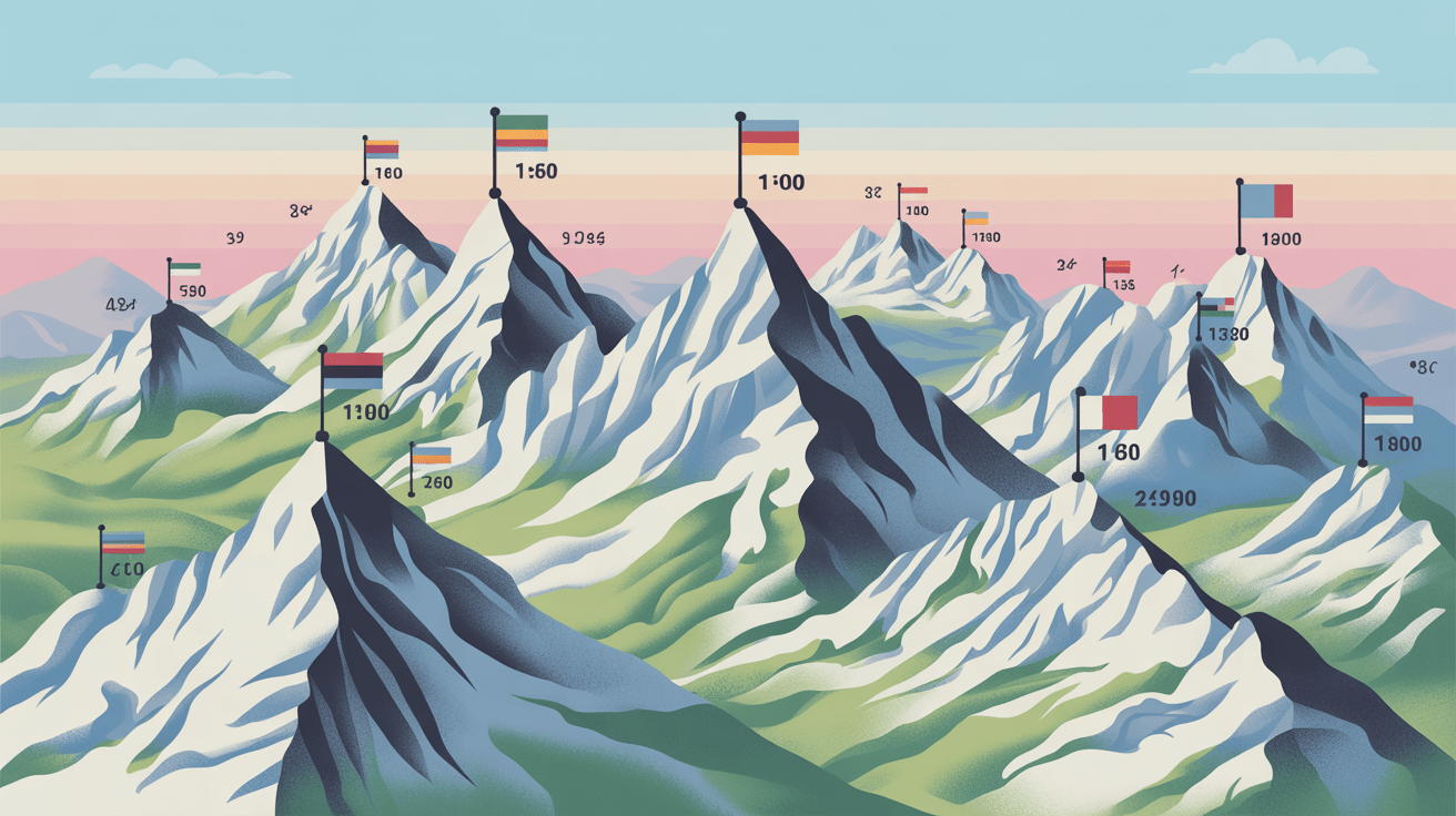 Carte des 14 sommets de plus de huit mille mètres localisation