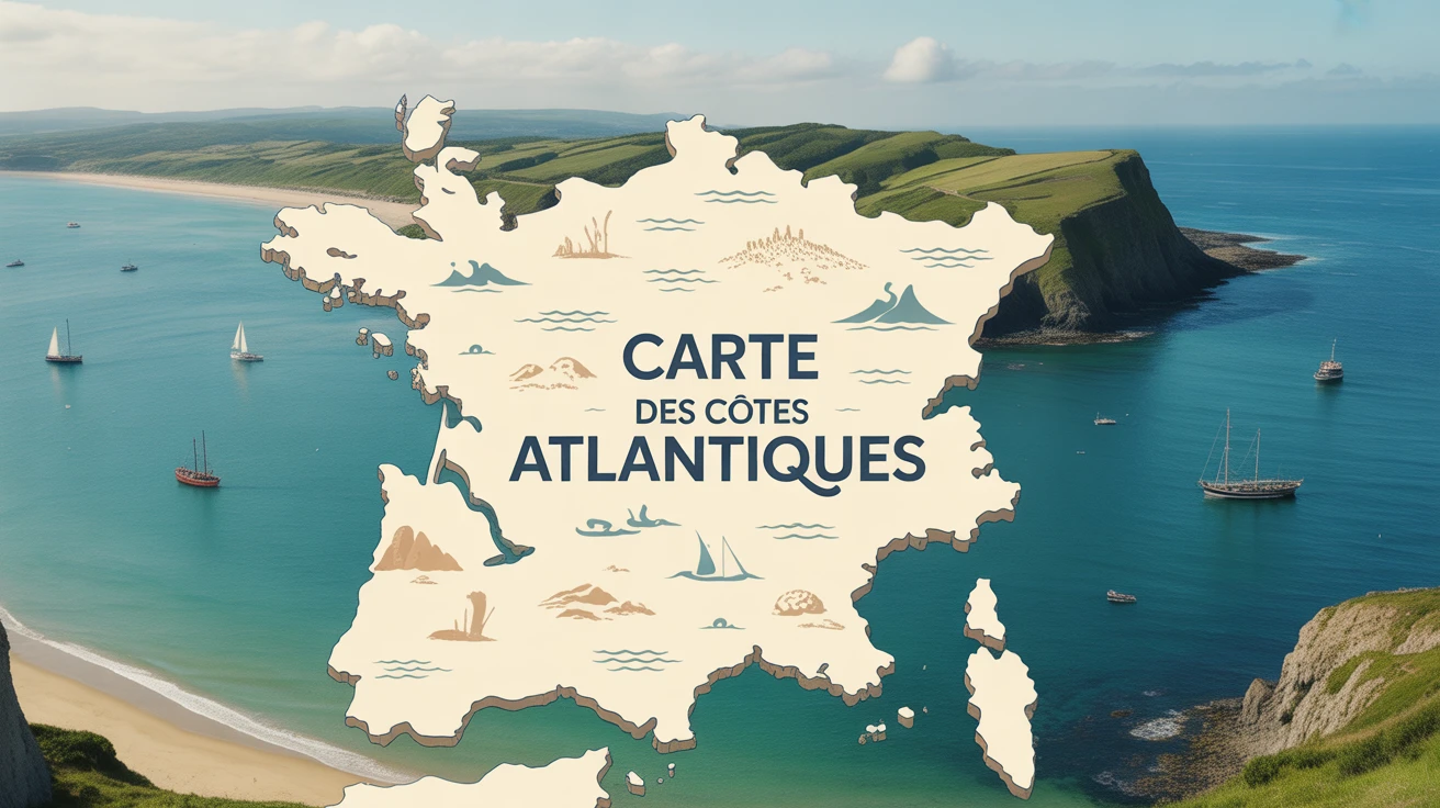 Illustration vectorielle carte des côtes atlantiques françaises
