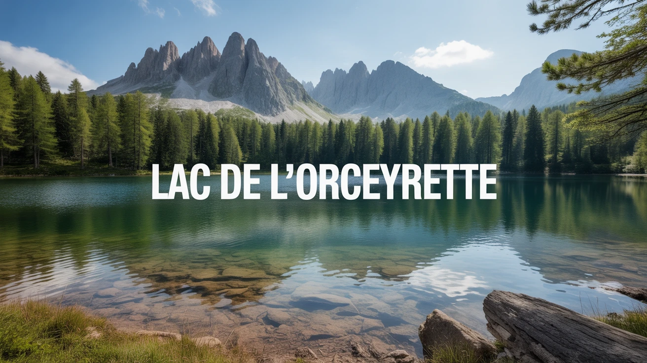 Lac de l Orceyrette entouré de mélèzes et pins cembros