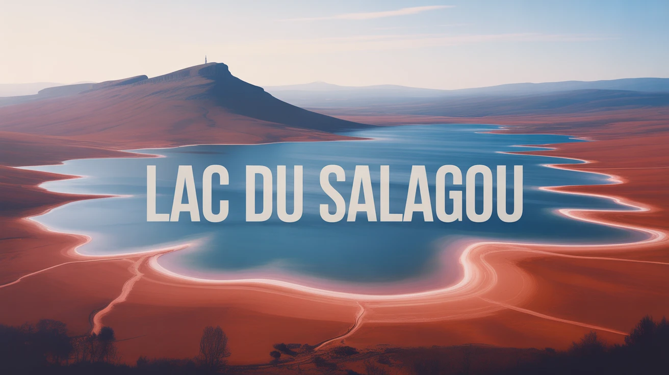 Paysage du Lac du Salagou avec terres rouges et eaux bleues