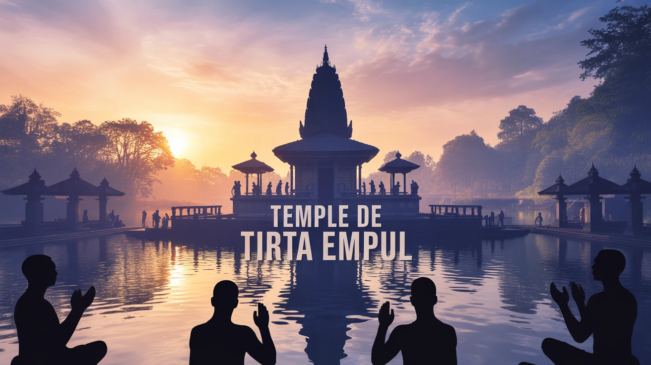 Illustration vectorielle du Temple de Tirta Empul avec bassins sacrés