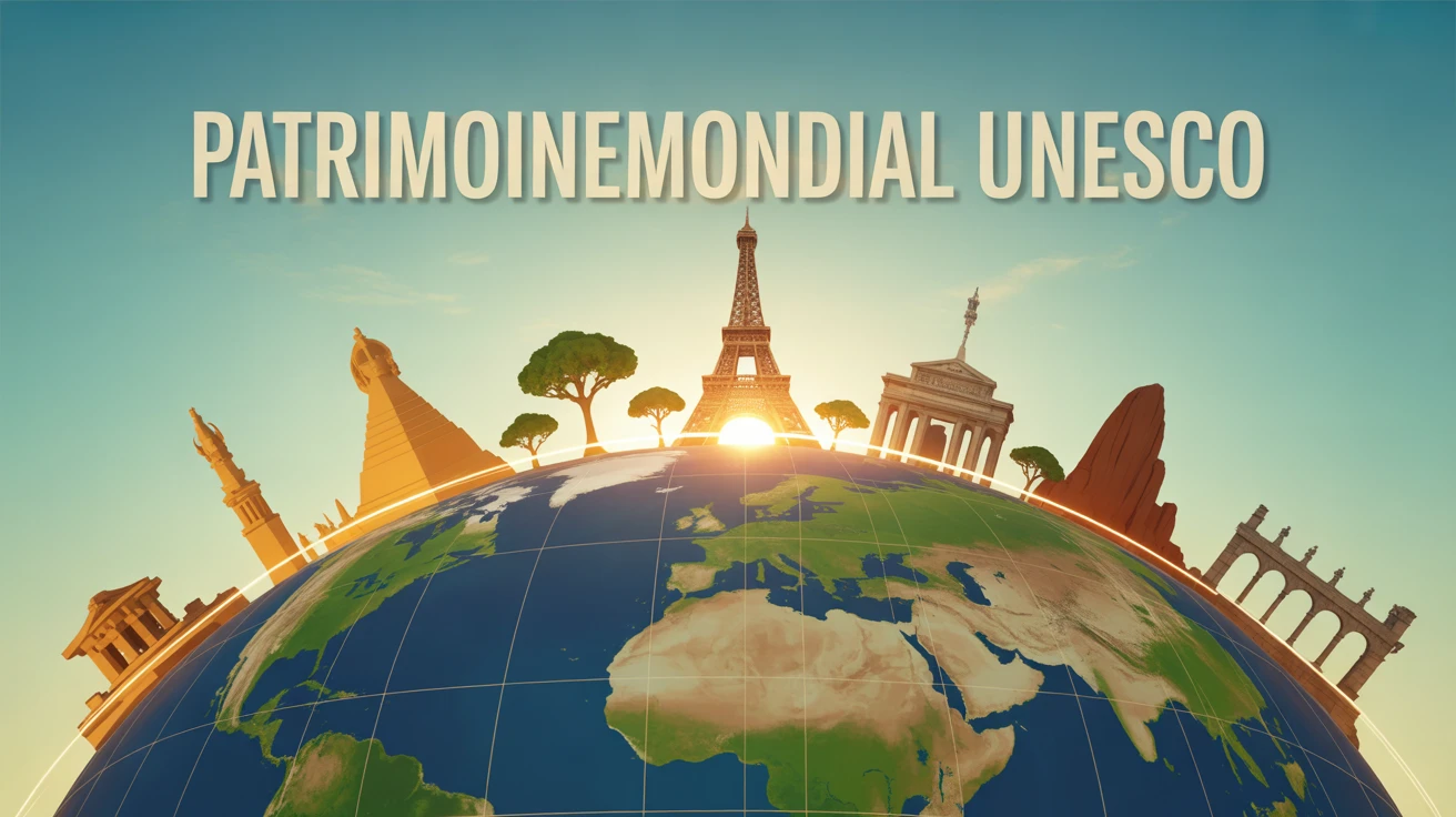 Illustration les 7 merveilles du monde unesco monuments globe