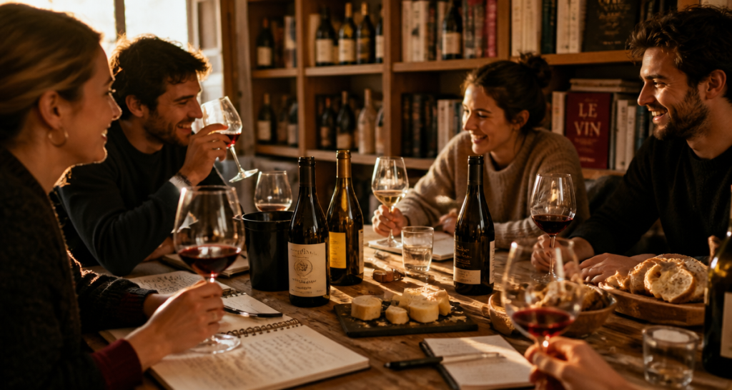 apprendre vin groupe dégustation cuisine