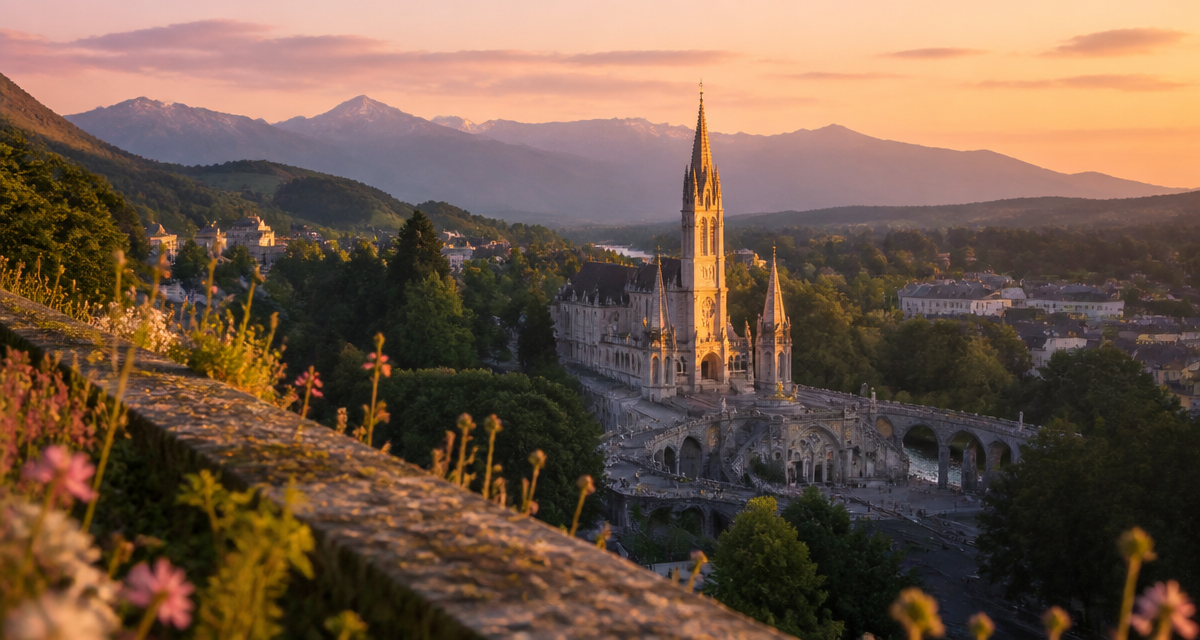 Lourdes ville sanctuaire vue château fort