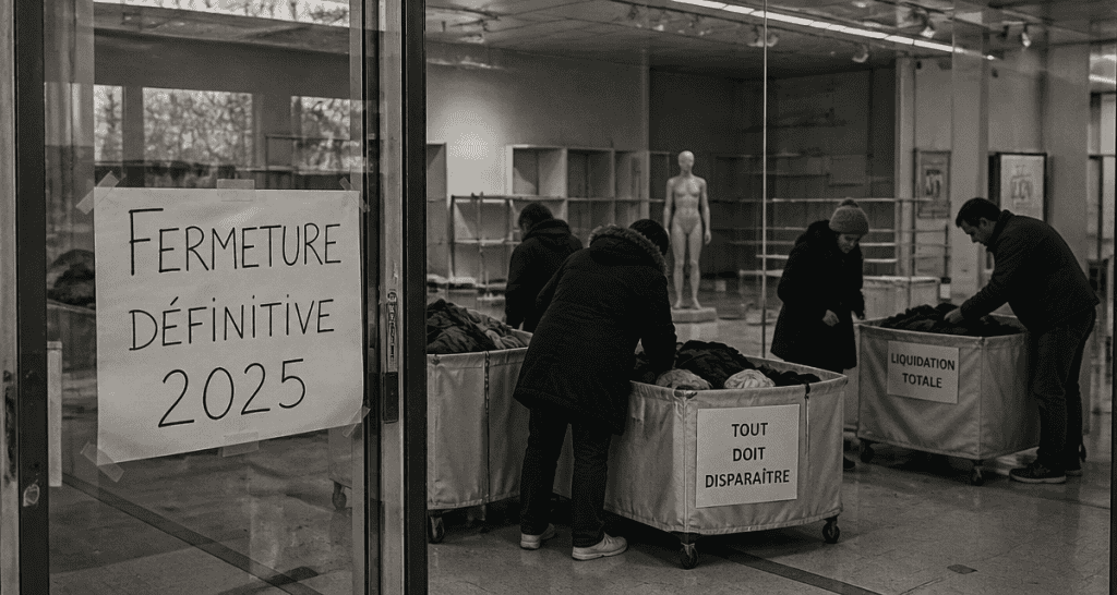 magasin fermeture définitive 2025 clients liquidation