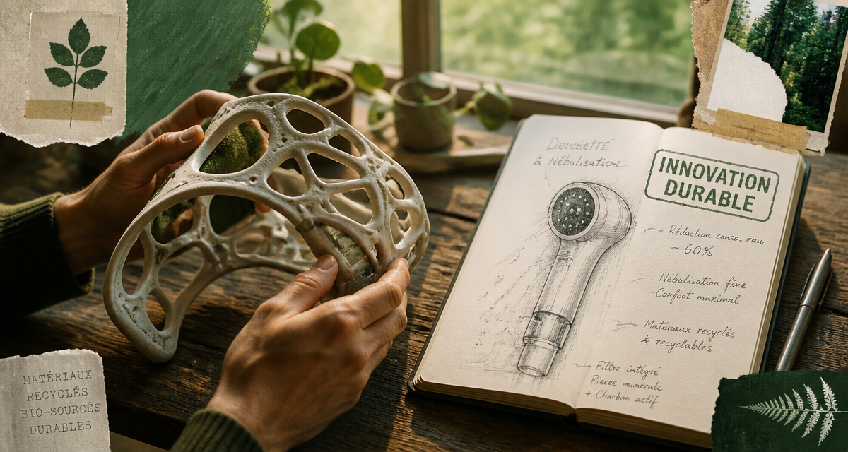 objet innovant écologique manipulé sur table