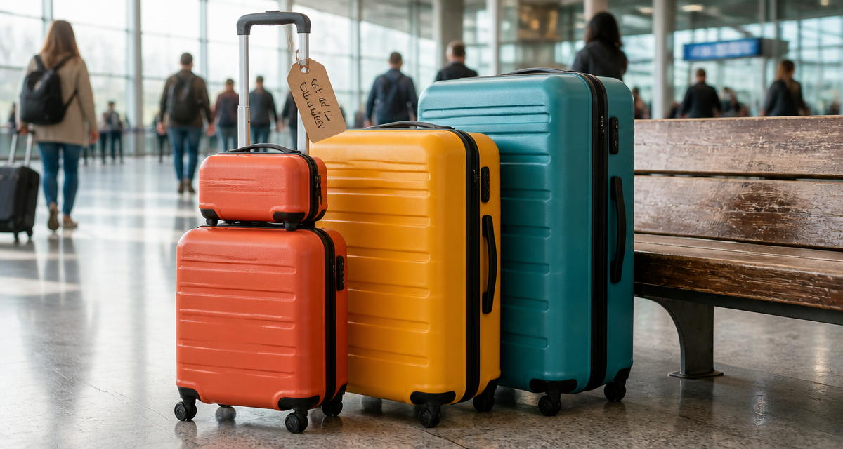 set de valise assorti avec vanity dans un aéroport