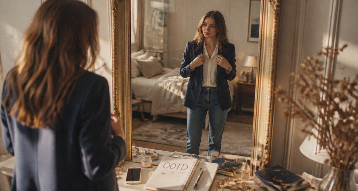 outfit of the day jeune femme blazer miroir